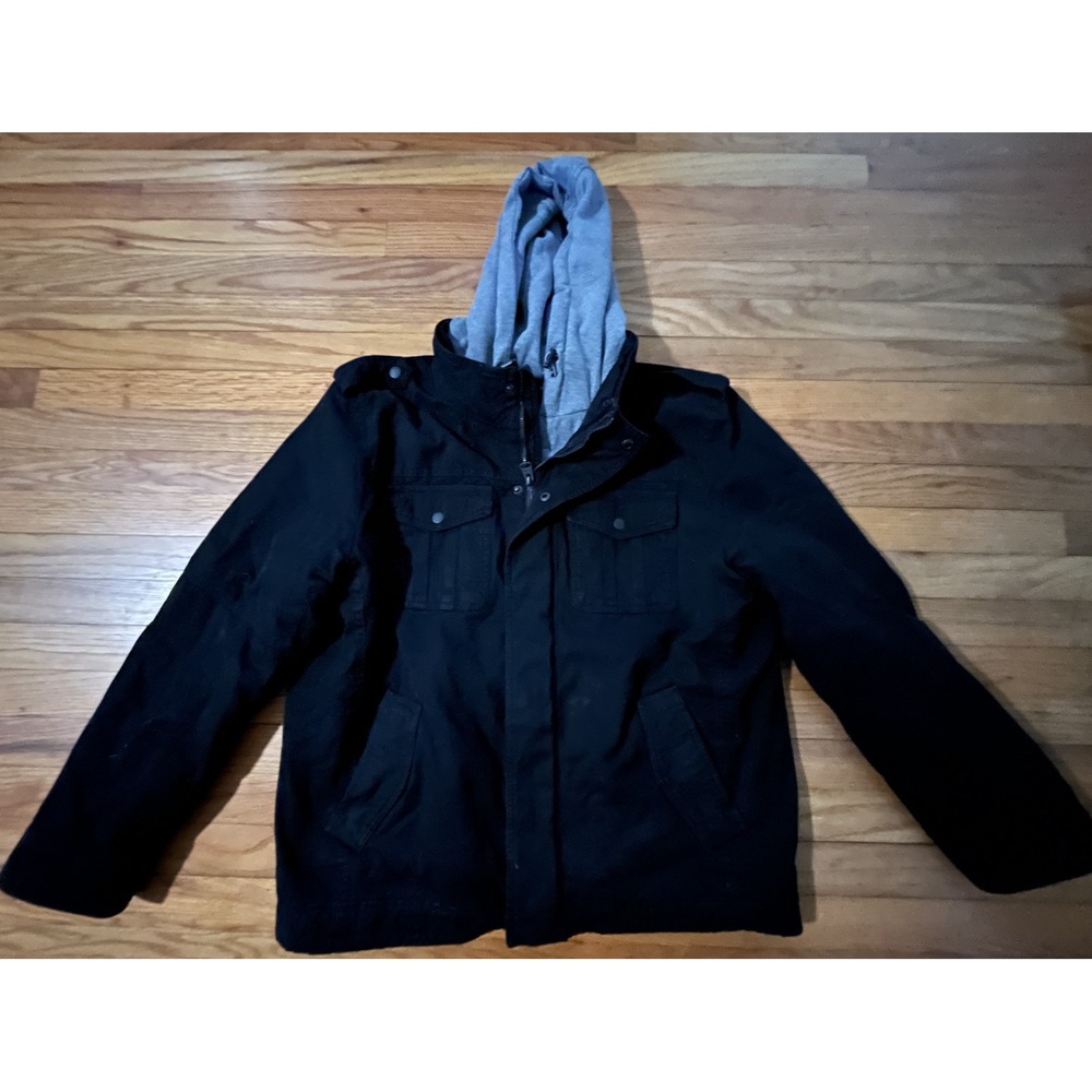 Levi's Black Sherpa Lined Hoodie Sweatshirt Layered Heavyweight Jacket Men L